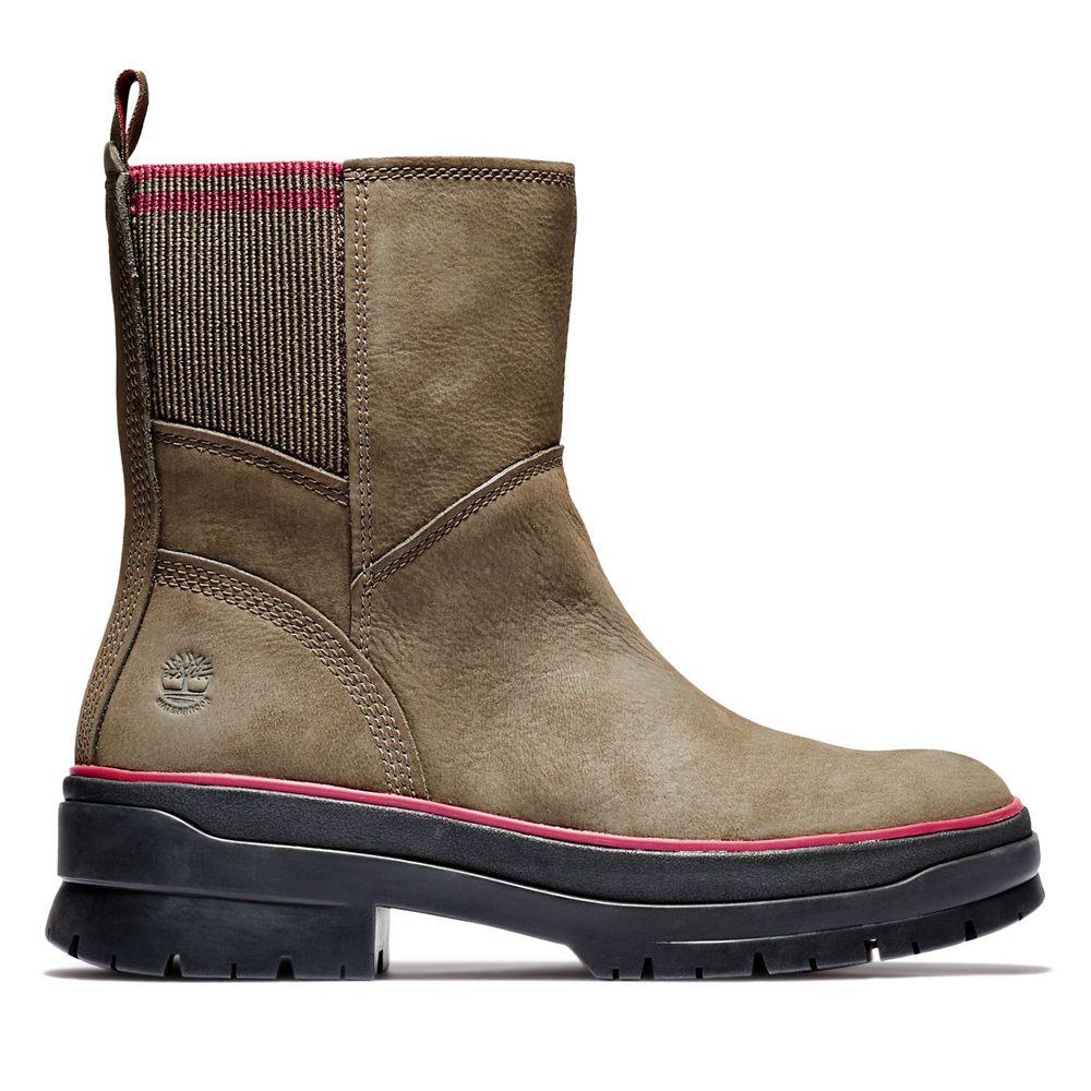 Botas de Invierno Timberland Mujer Malynn Waterproof Side-Zip Verde Oliva - Chile UCE-095814